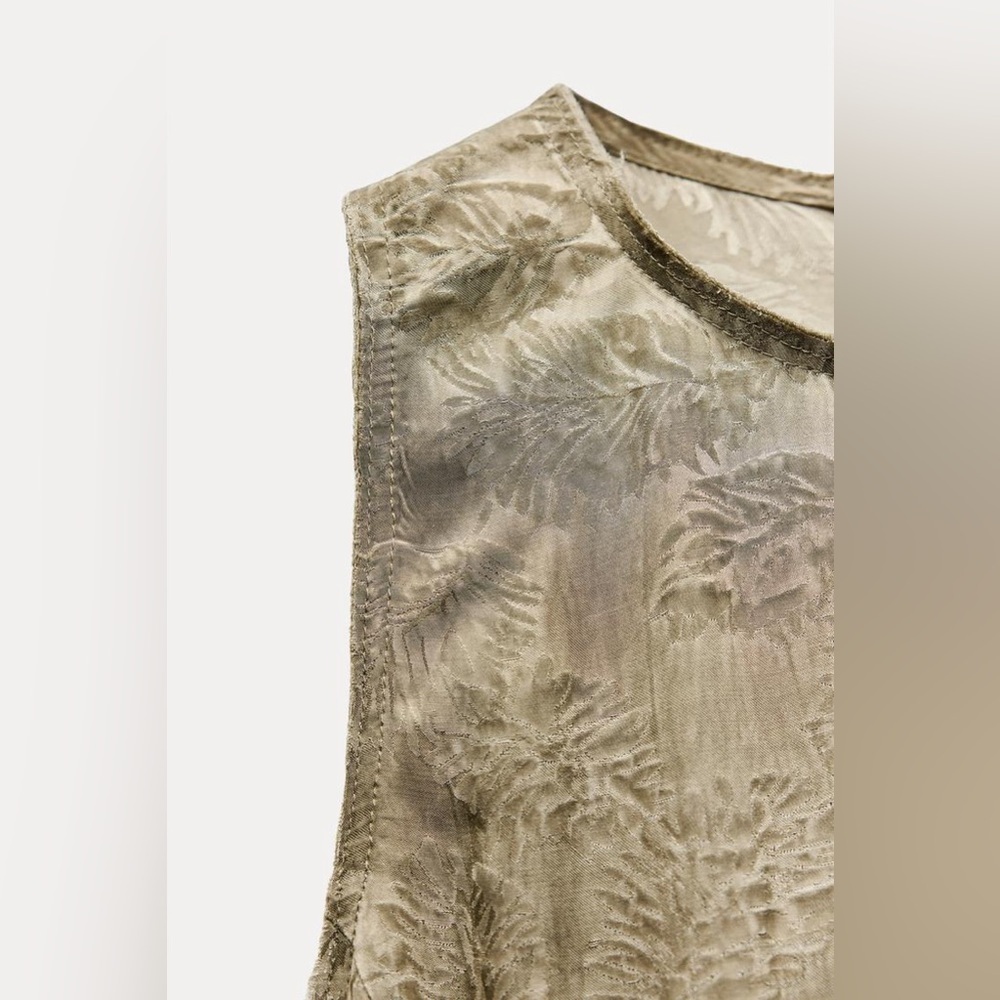 NWT. Zara ZW Collection 100% Viscose Khaki Asymmetrical Midi Dress. Size M. - Picture 9 of 12